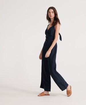 Superdry Eden Linen Jumpsuit Női Ruhák Sötétkék | JFLTN6521